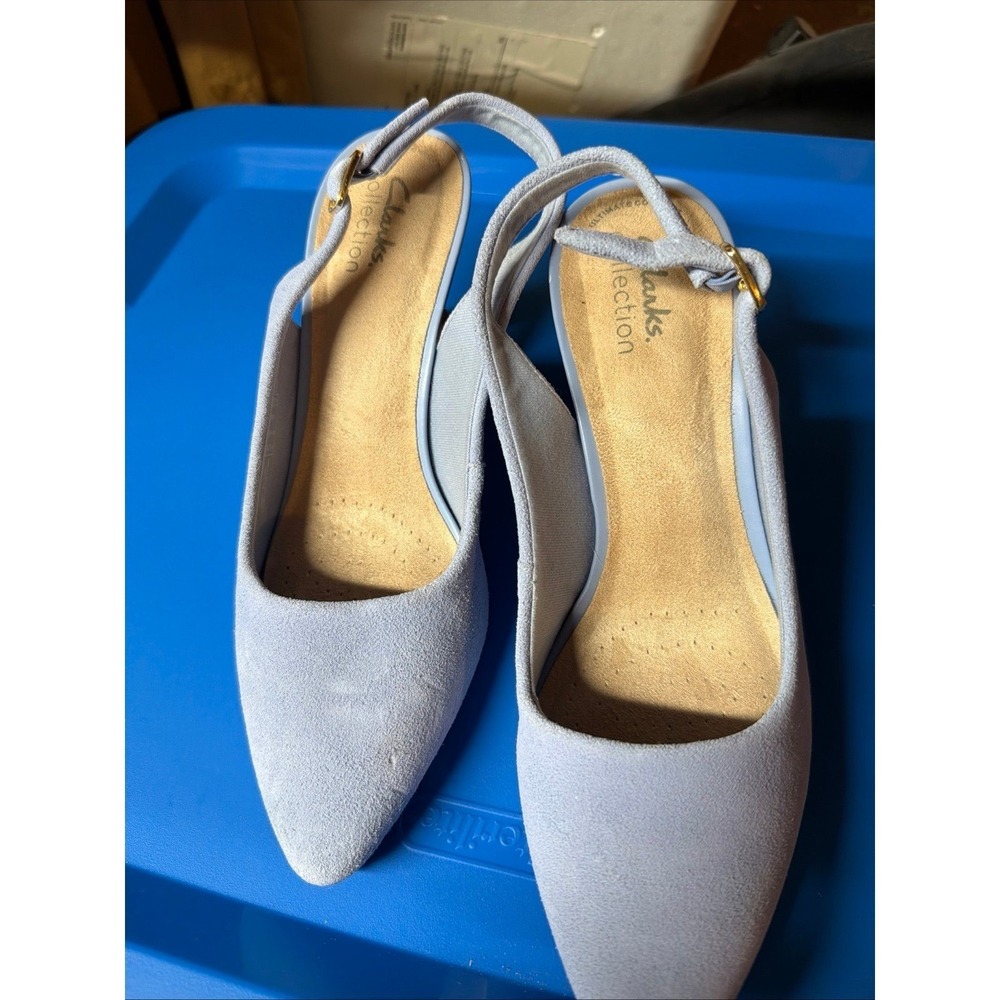 Clarks Kataleyna Step Blue Grey Suede Slingback Heels 8 26172746